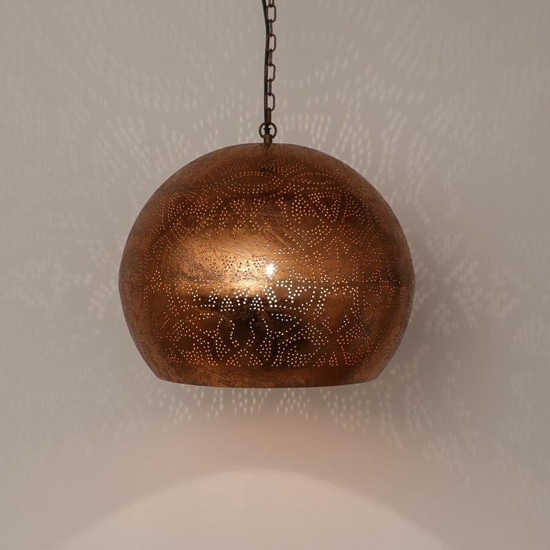 Oosterse lampen met mooie gaatjes het metaal | Vintage Hanglampen