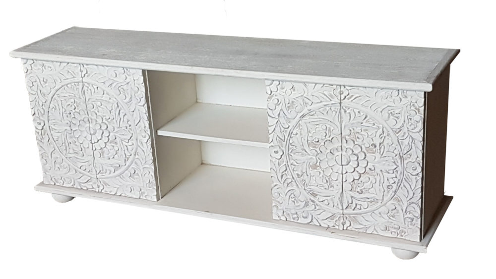 accessoires invoer smaak Oosters tv-meubel Lotus white wash | Kalini voor Oosterse meubelen!