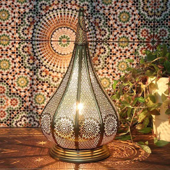 Onophoudelijk vriendelijke groet metalen Marokkaanse tafellamp Aliya - Kalini